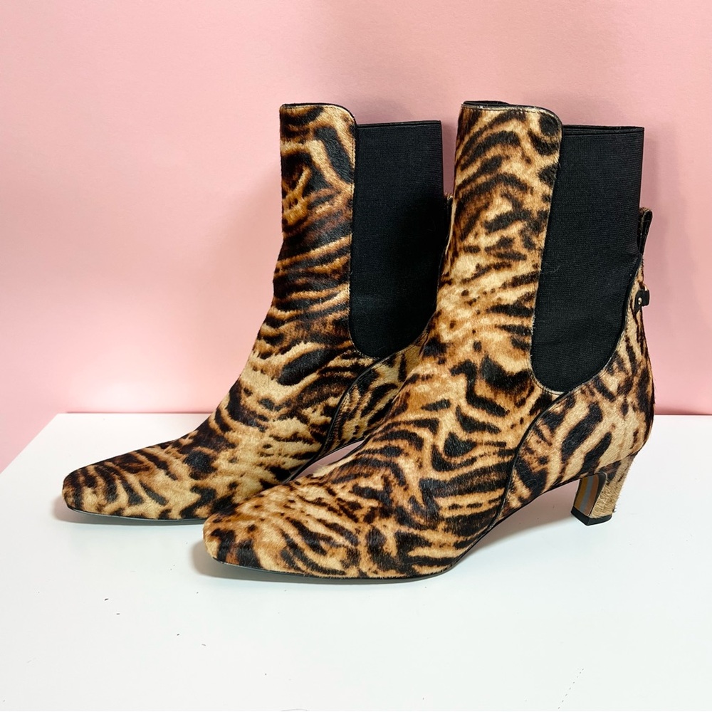 Sam Edelman tiger animal print pony hair heeled ankle boots